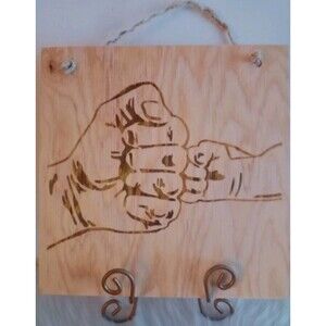 Handmade Fist Pump Home Decor Wood Burnished 12 X 12" Plaque Wall Hanging New